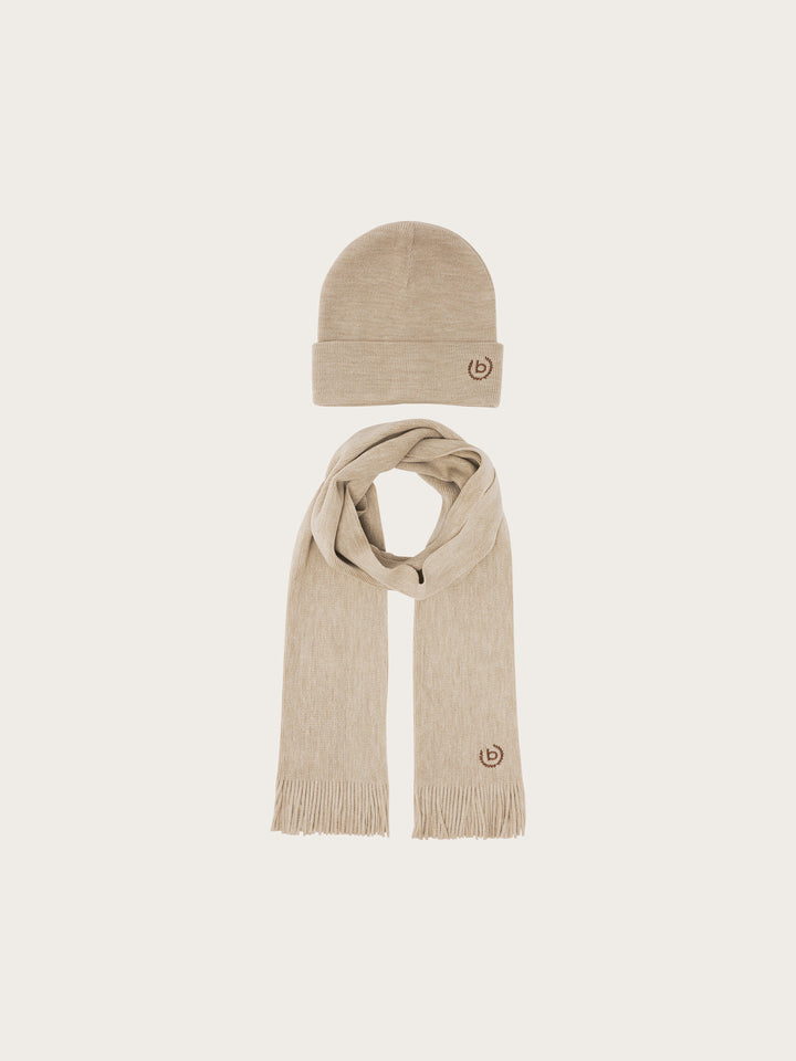 bugatti Geschenkset Beanie und Raschelschal aus Polyacryl