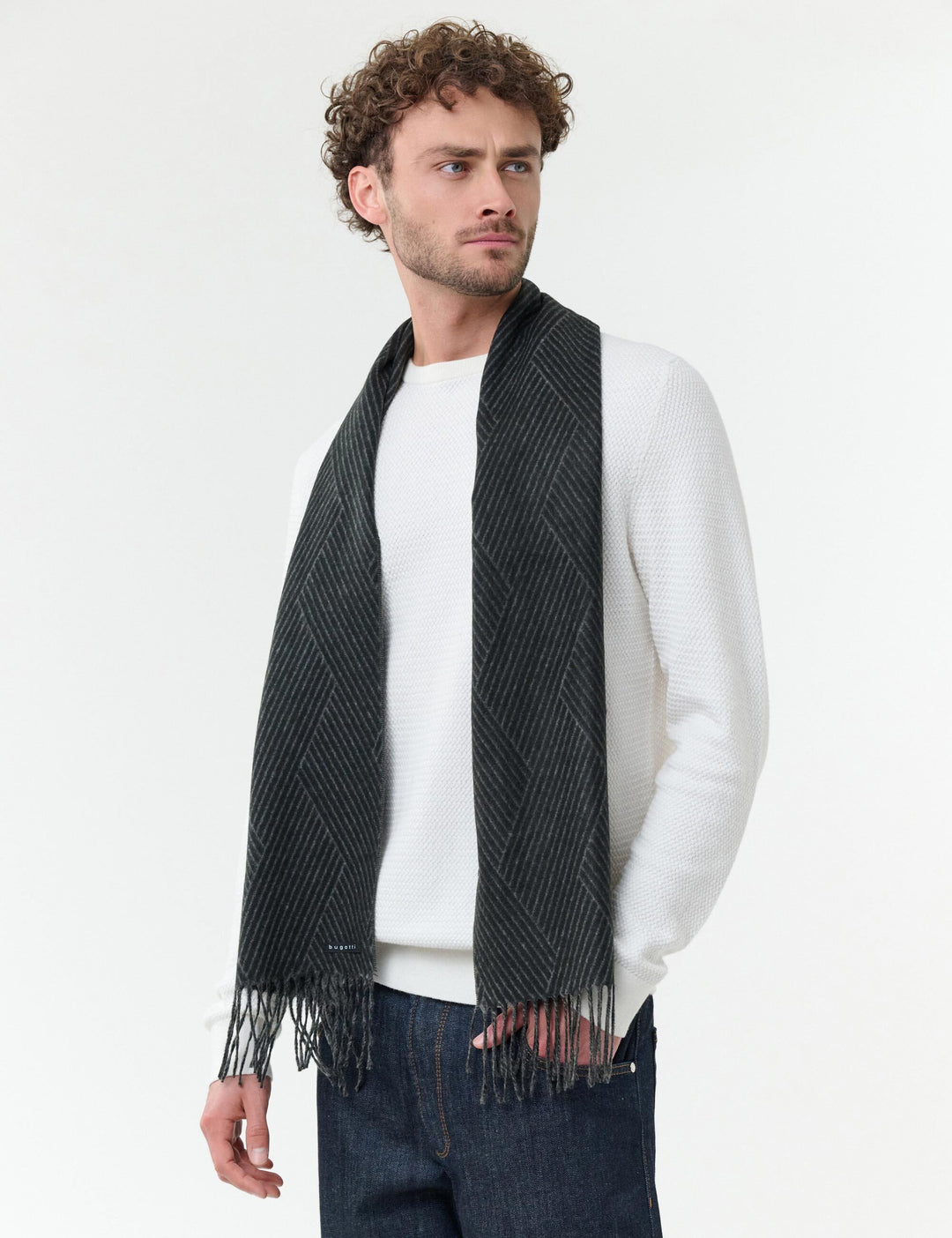 bugatti Cashmink-Schal mit XL-Fischgrät-Design