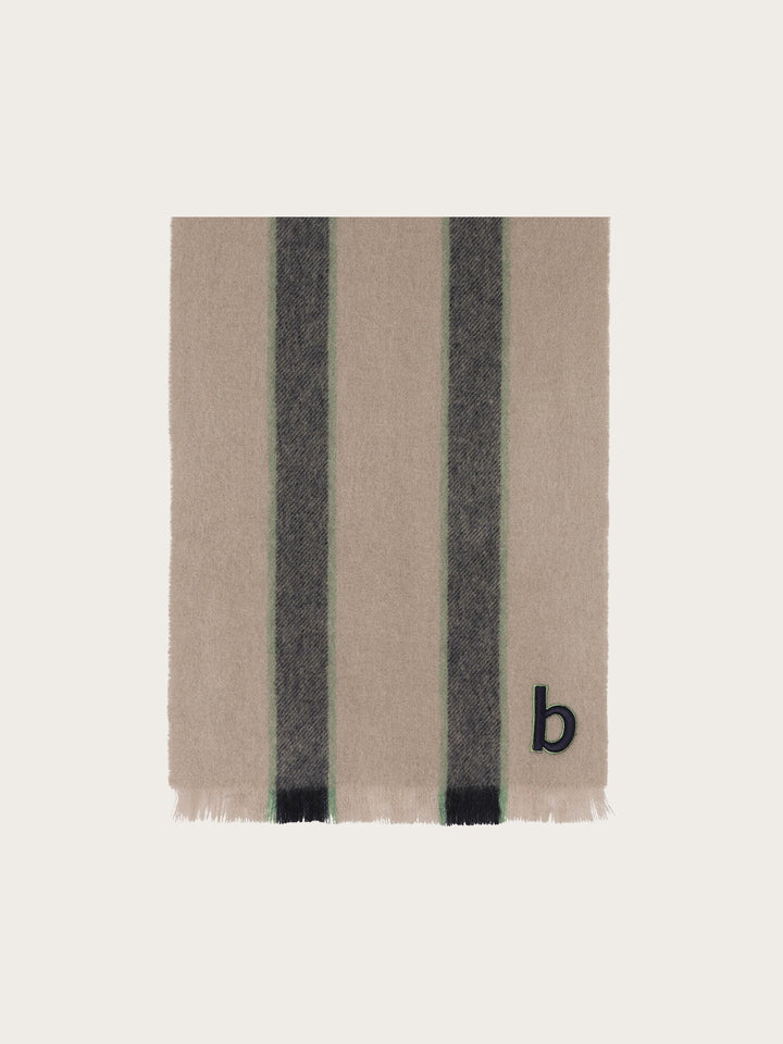 Lässiger Wollschal mit Streifen und bugatti-Patch