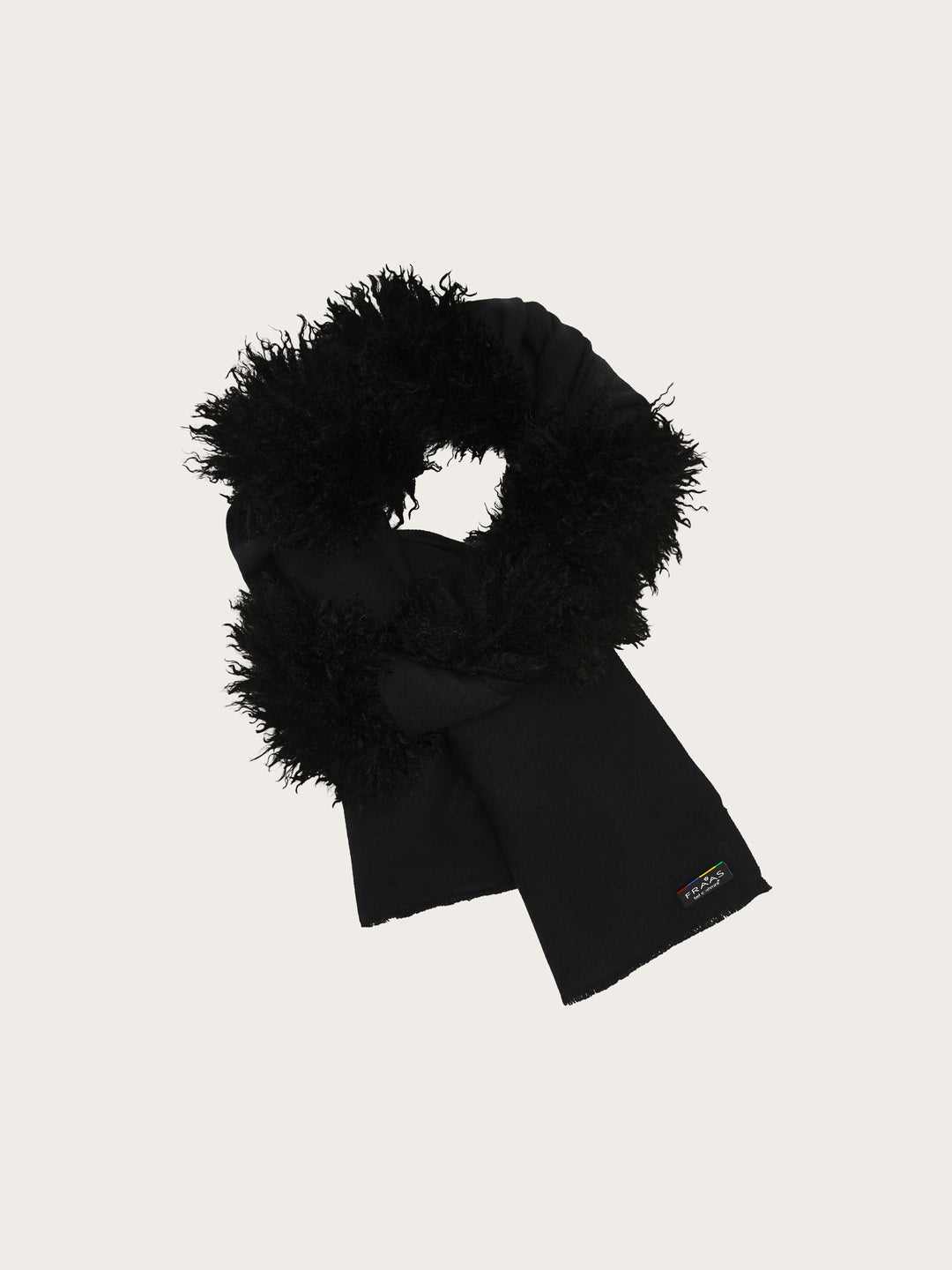 Cashmink-Poncho mit langem Teddyfell-Rand