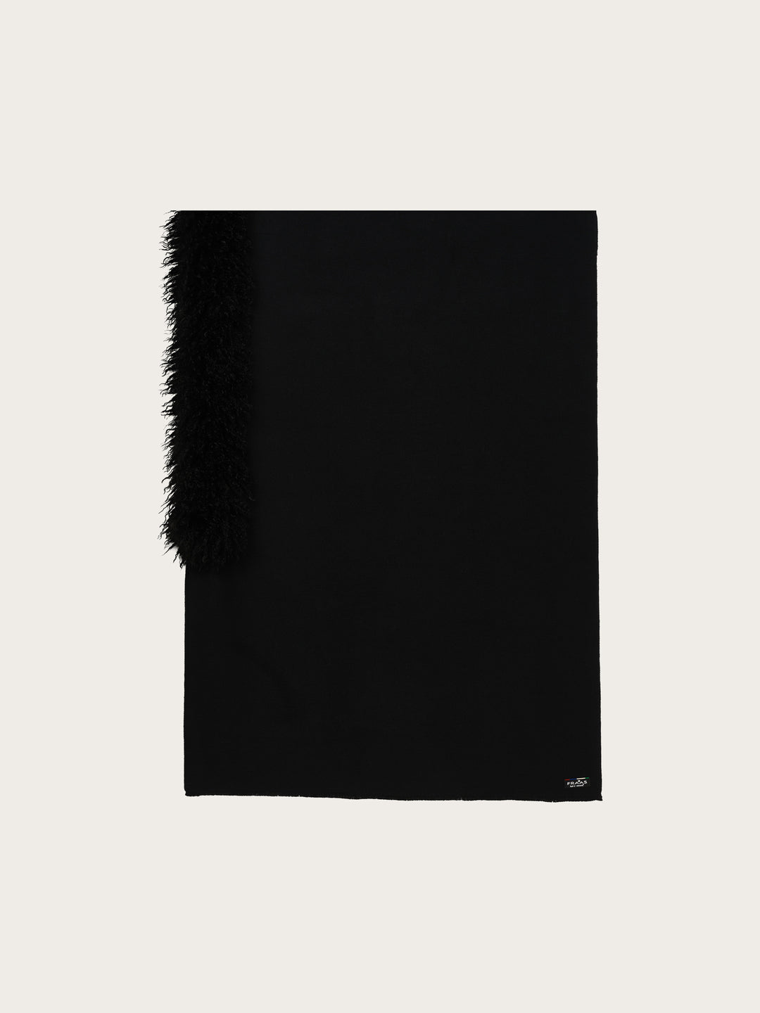 Cashmink-Poncho mit langem Teddyfell-Rand