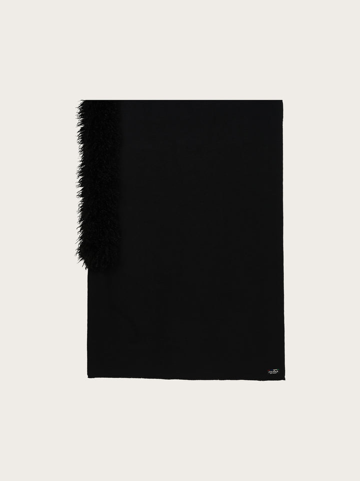 Cashmink-Poncho mit langem Teddyfell-Rand