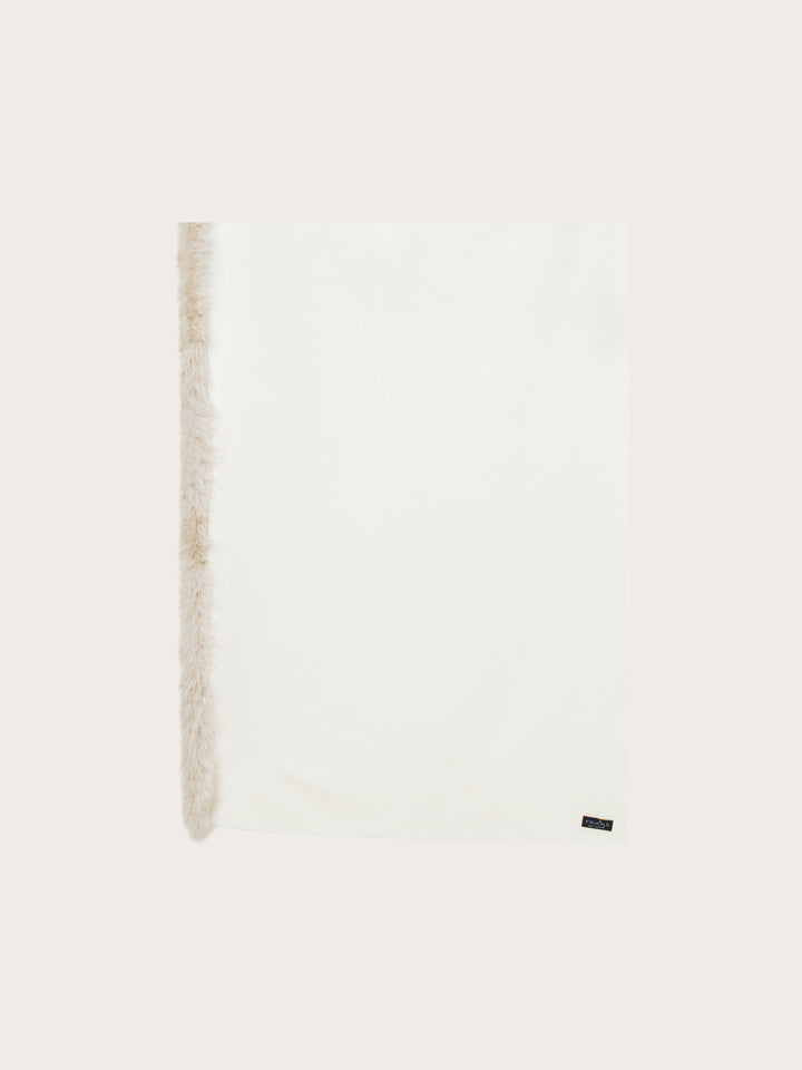 Einfarbiger Poncho mit Kunstfell-Rand