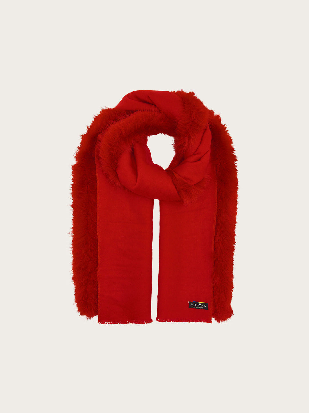 Einfarbiger Poncho mit Kunstfell-Rand