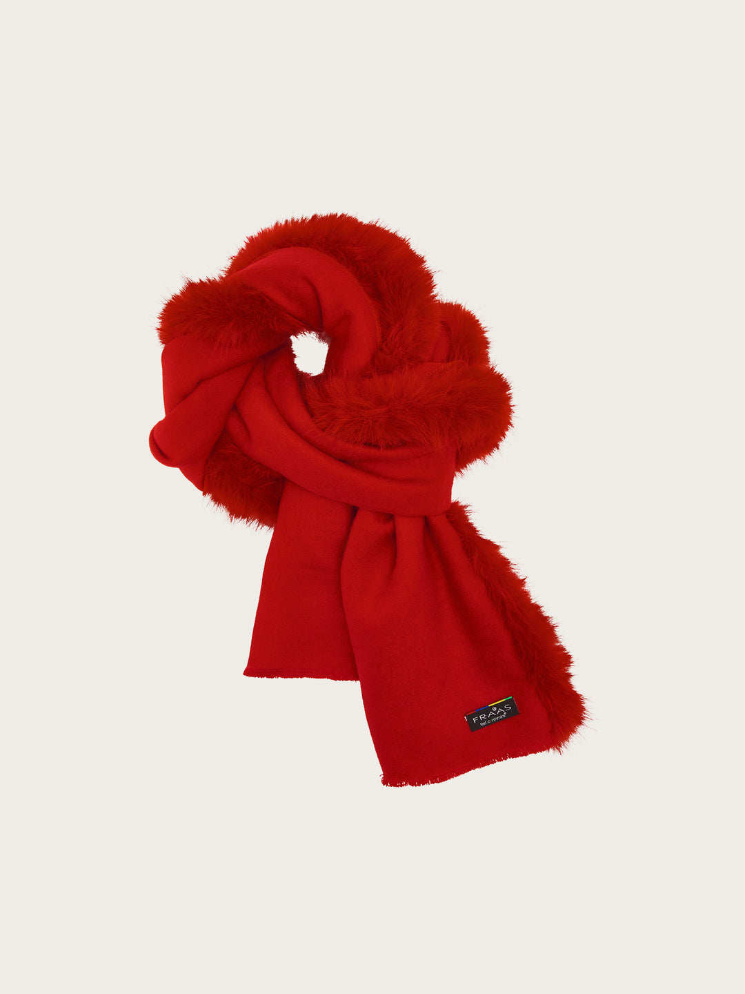 Einfarbiger Poncho mit Kunstfell-Rand