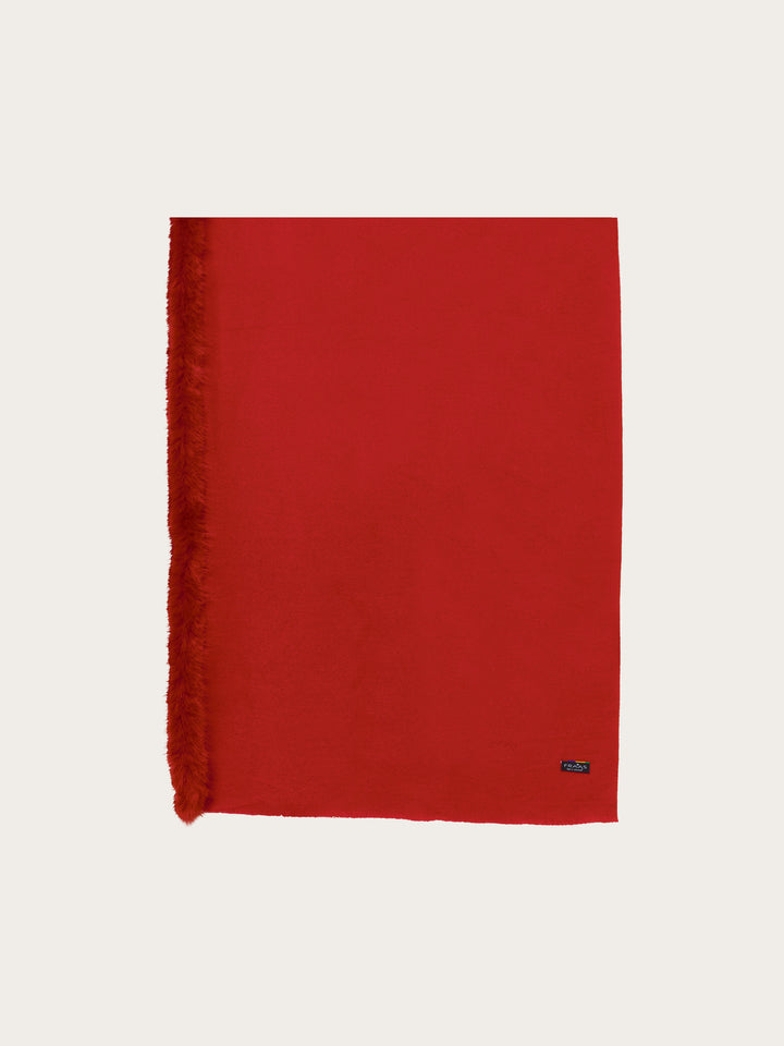 Einfarbiger Poncho mit Kunstfell-Rand