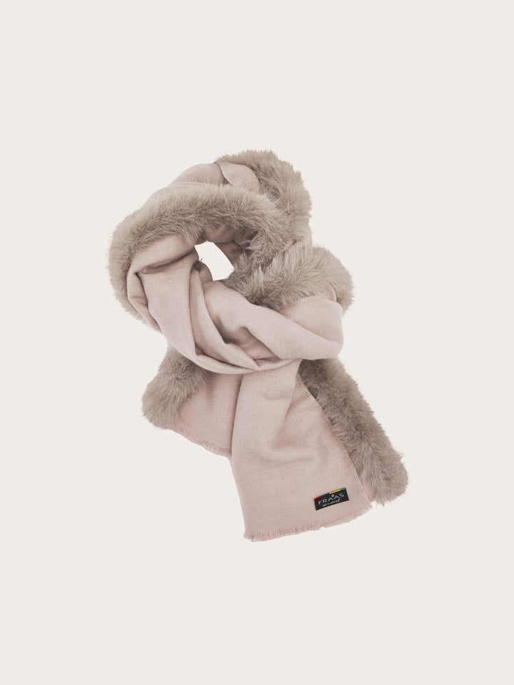 Einfarbiger Poncho mit Kunstfell-Rand