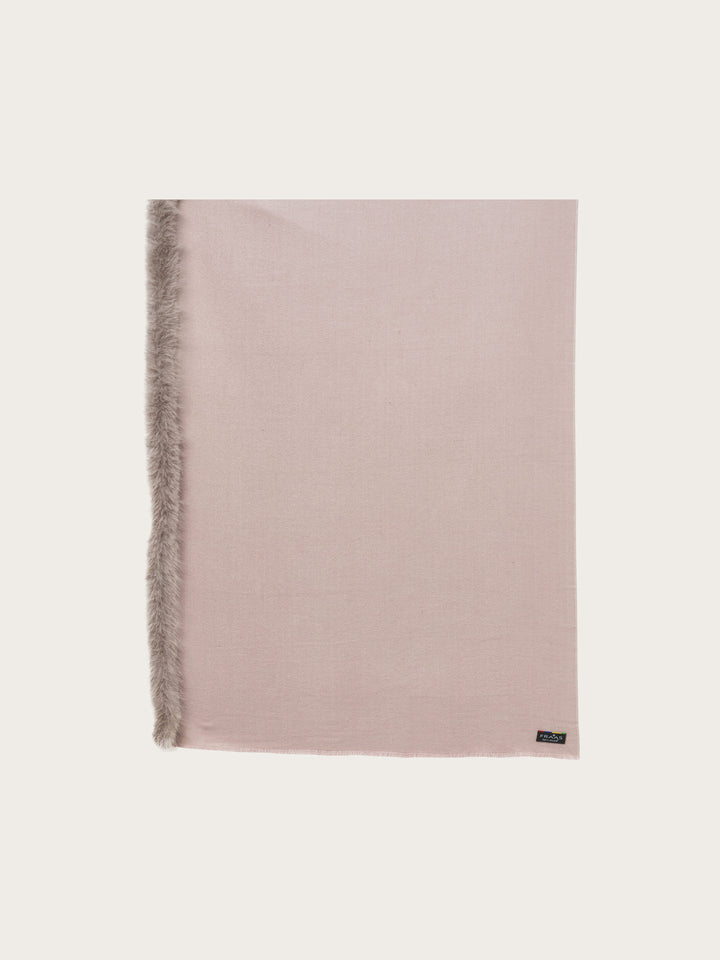 Einfarbiger Poncho mit Kunstfell-Rand