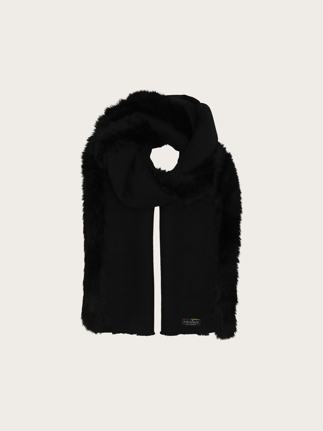 Einfarbiger Poncho mit Kunstfell-Rand