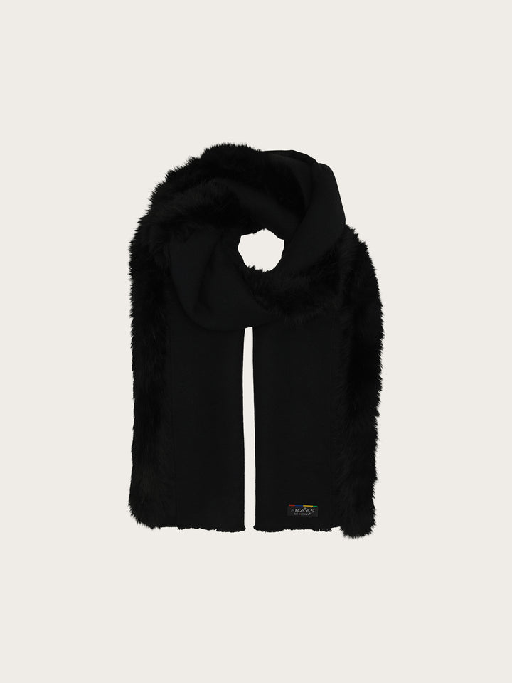 Einfarbiger Poncho mit Kunstfell-Rand