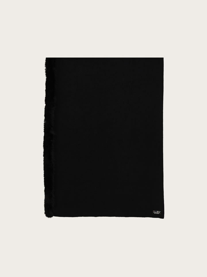 Einfarbiger Poncho mit Kunstfell-Rand