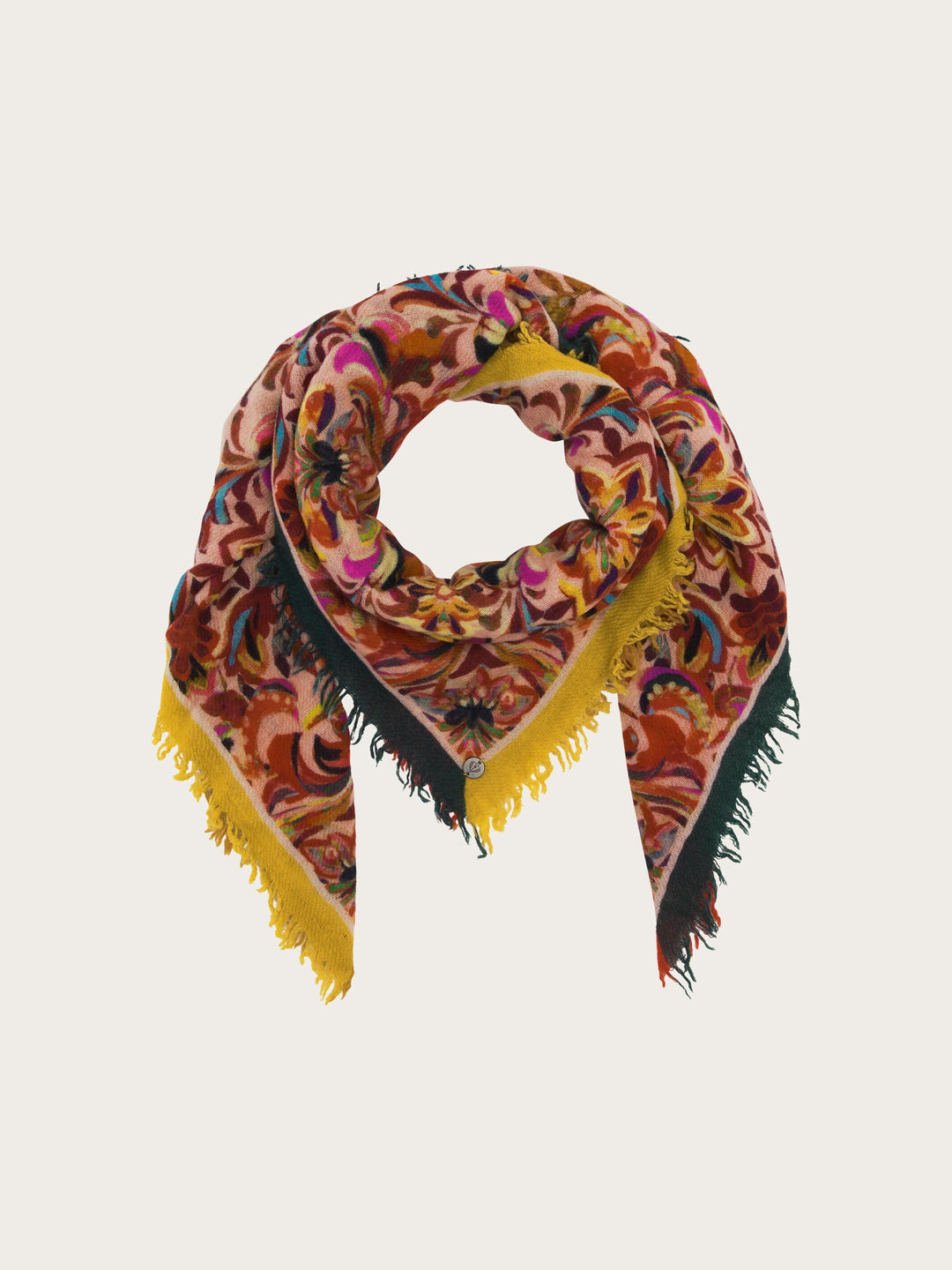 Tuch mit Blumen mit Mandala-Design aus reiner Wolle
