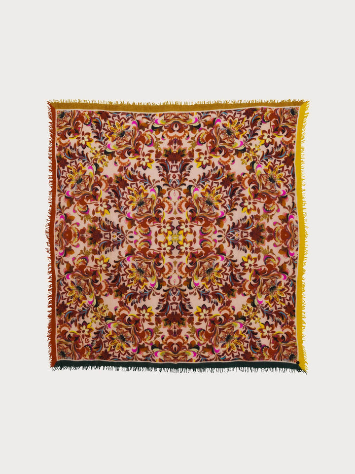 Tuch mit Blumen mit Mandala-Design aus reiner Wolle