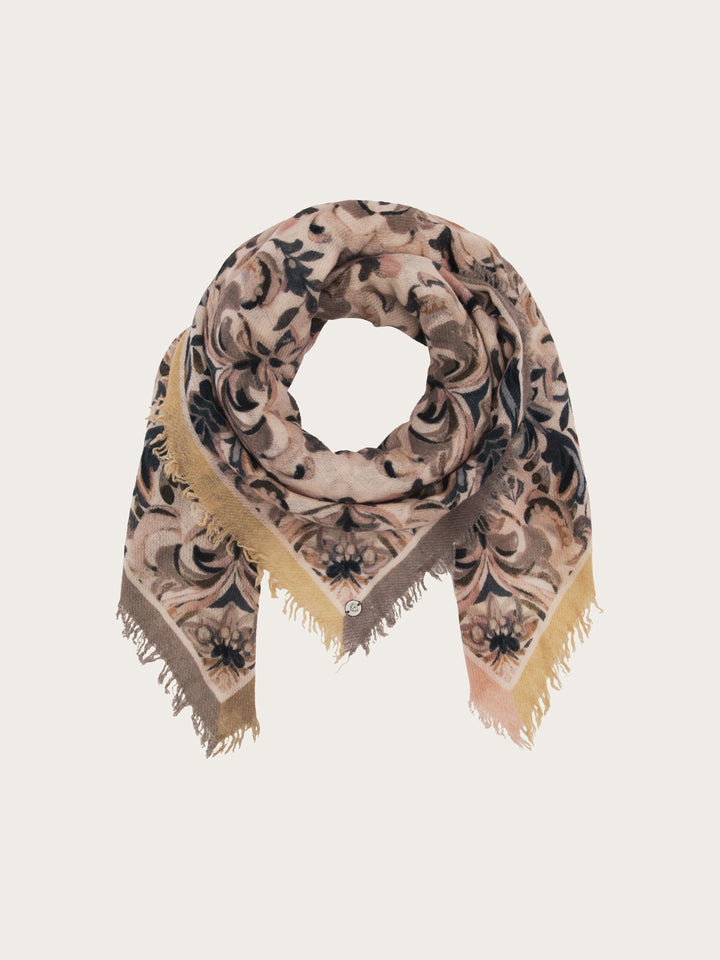Tuch mit Blumen mit Mandala-Design aus reiner Wolle