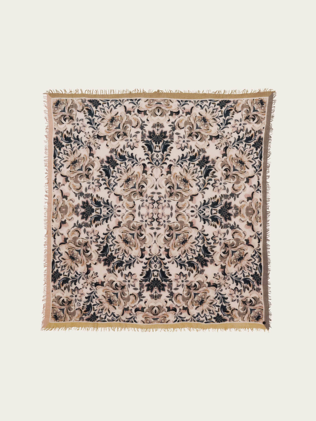 Tuch mit Blumen mit Mandala-Design aus reiner Wolle
