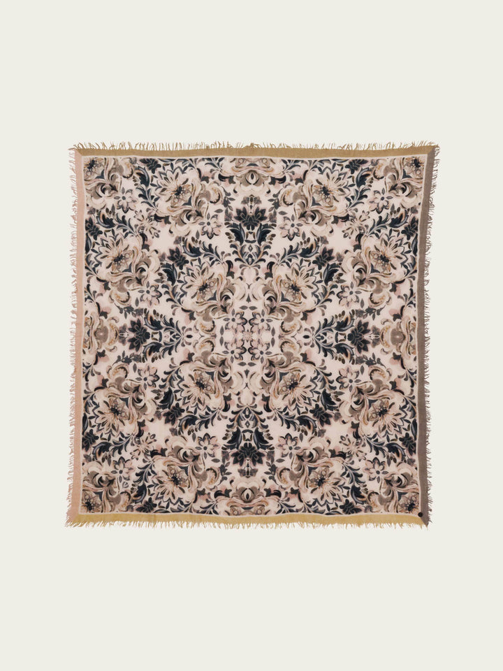 Tuch mit Blumen mit Mandala-Design aus reiner Wolle