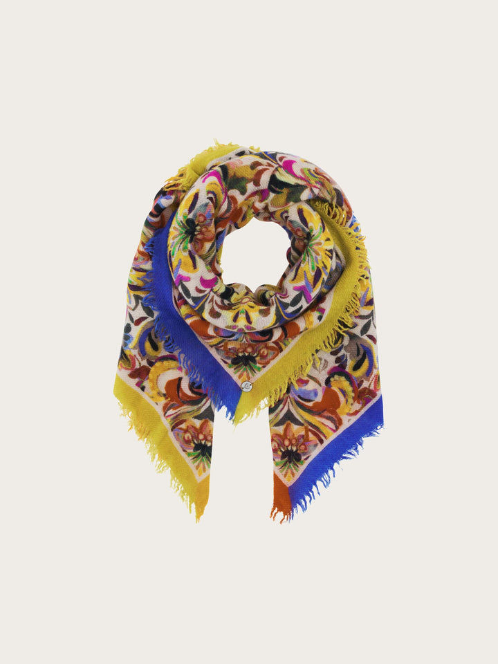 Tuch mit Blumen mit Mandala-Design aus reiner Wolle