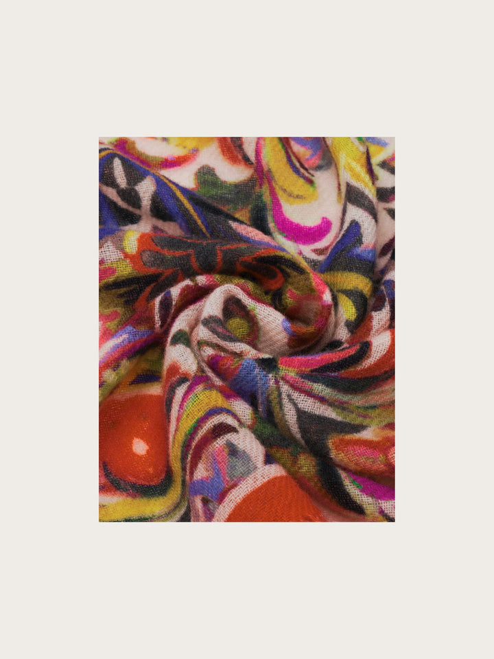 Tuch mit Blumen mit Mandala-Design aus reiner Wolle