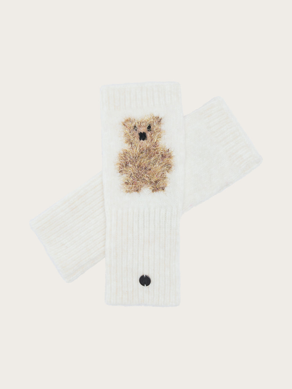 Handstulpen mit golden glitzerndem Teddy
