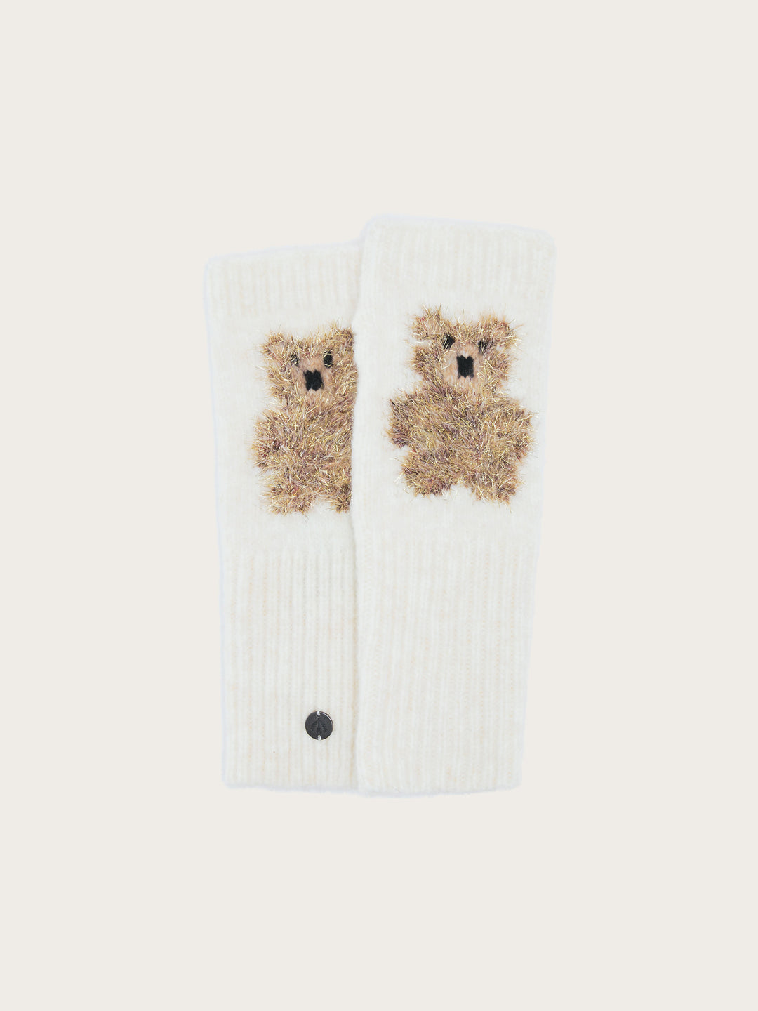 Handstulpen mit golden glitzerndem Teddy