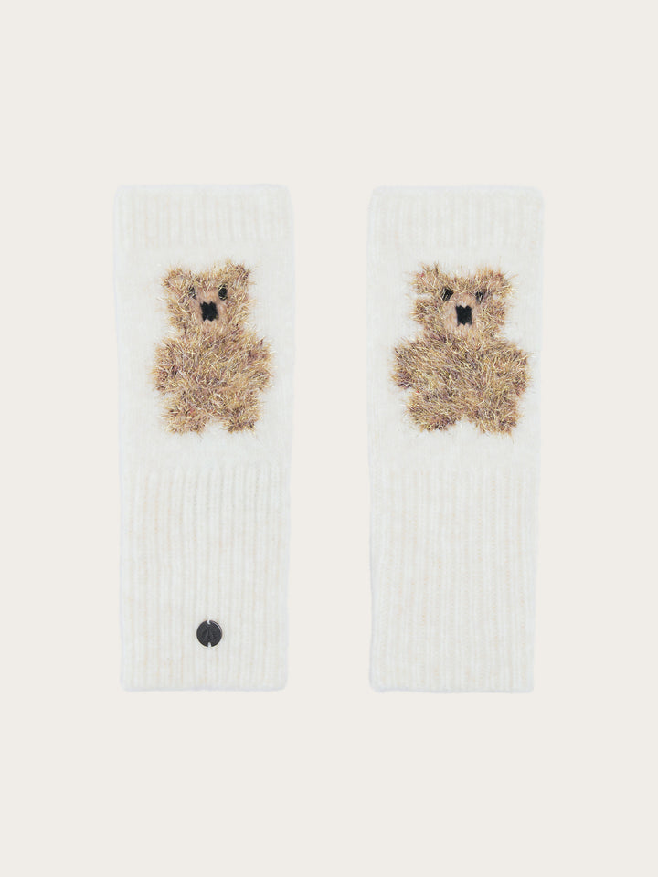 Handstulpen mit golden glitzerndem Teddy