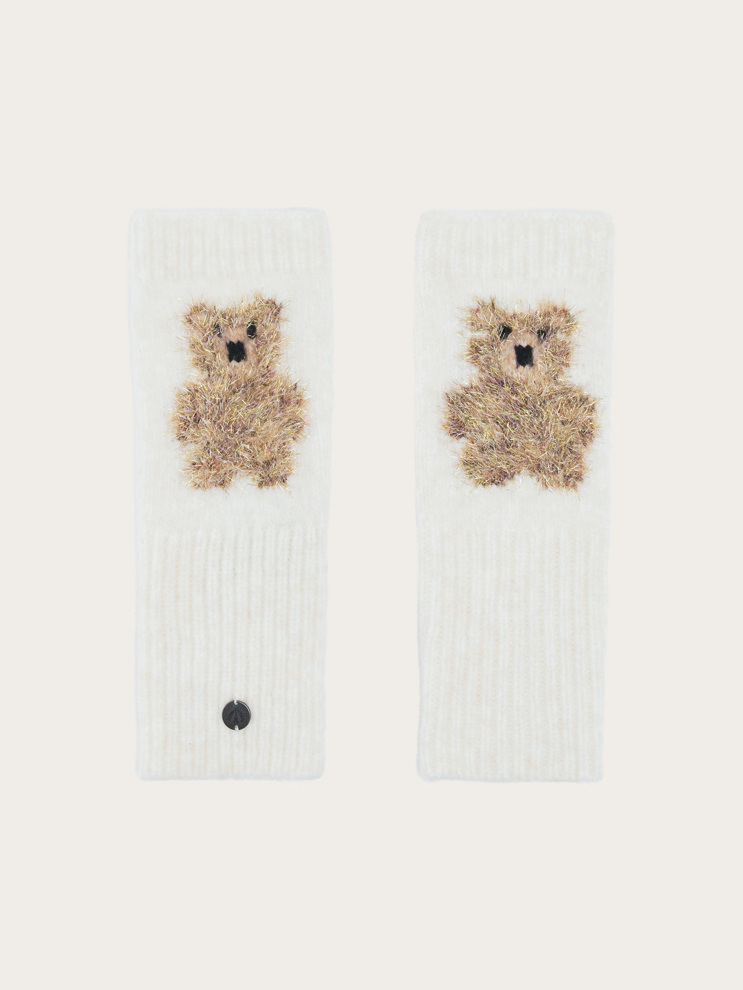 Handstulpen mit golden glitzerndem Teddy