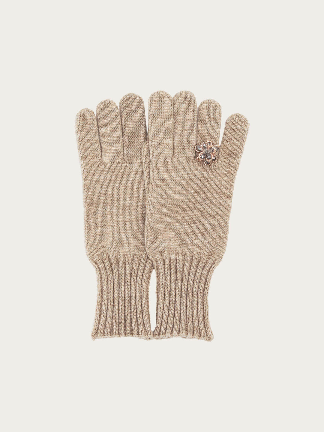 Strickhandschuhe mit aufgenähter Ring-Applikation