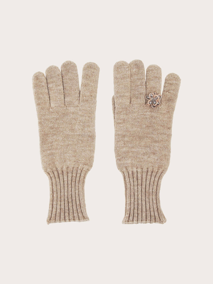 Strickhandschuhe mit aufgenähter Ring-Applikation