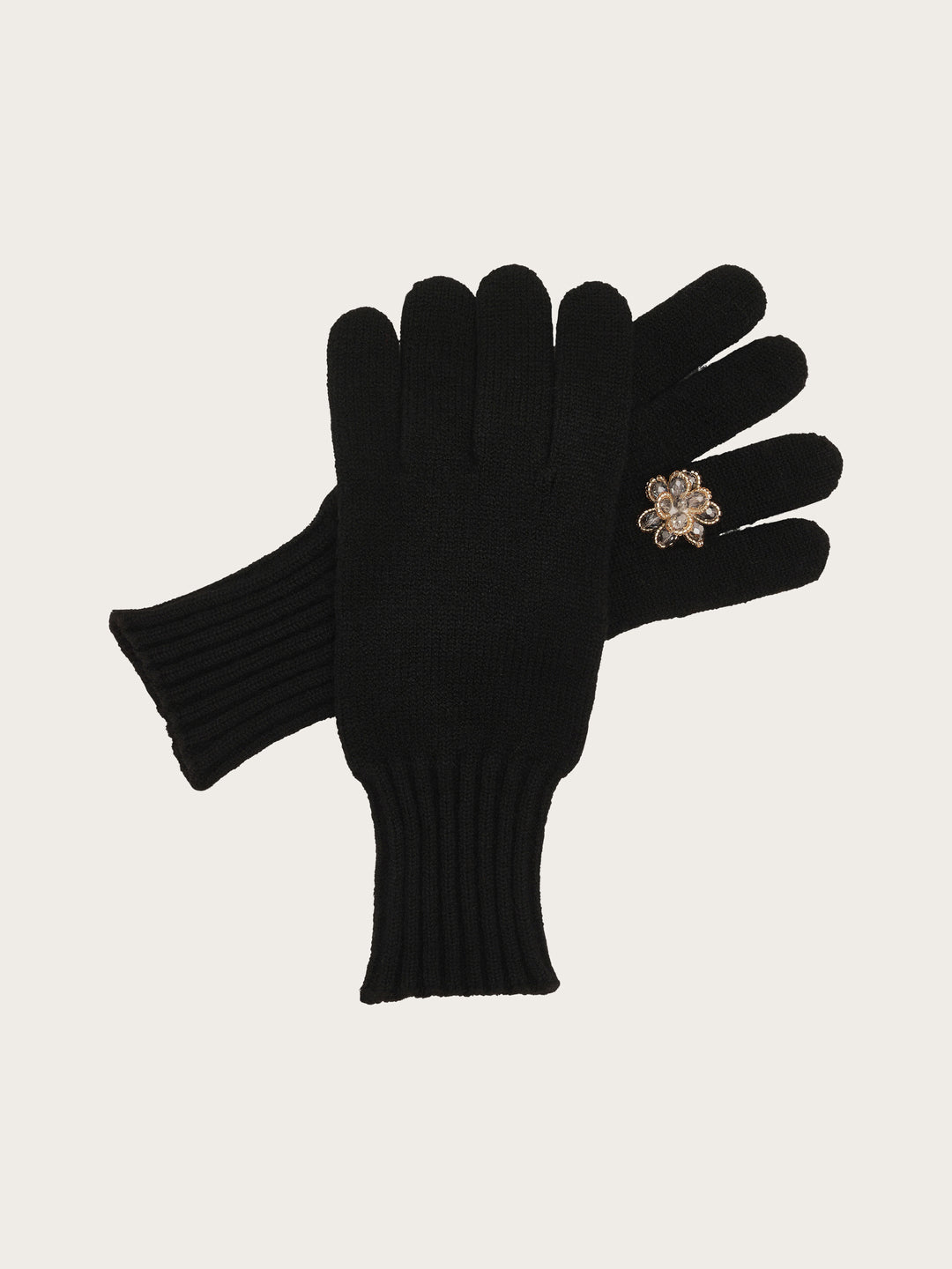 Strickhandschuhe mit aufgenähter Ring-Applikation