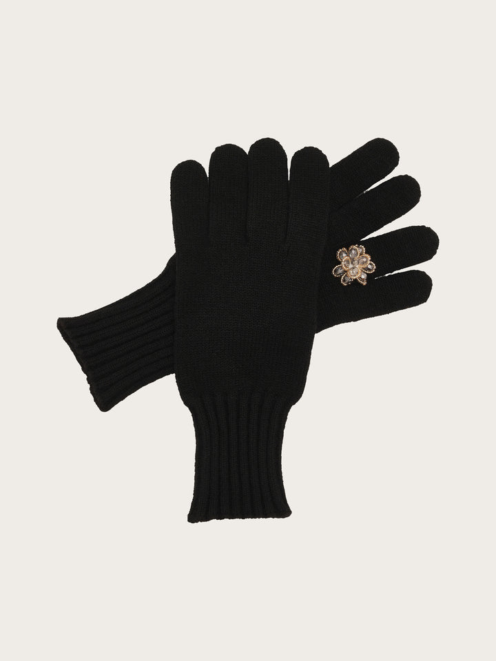 Strickhandschuhe mit aufgenähter Ring-Applikation