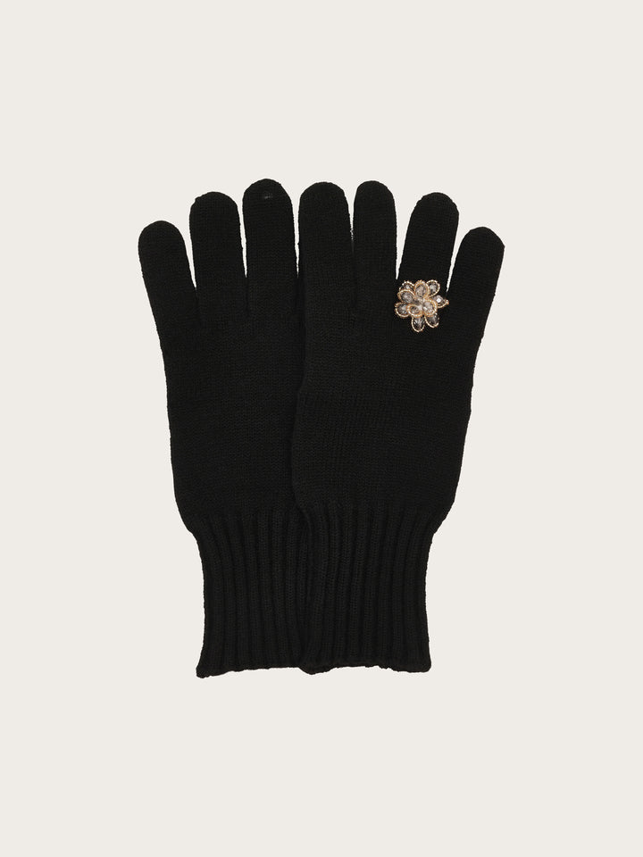 Strickhandschuhe mit aufgenähter Ring-Applikation