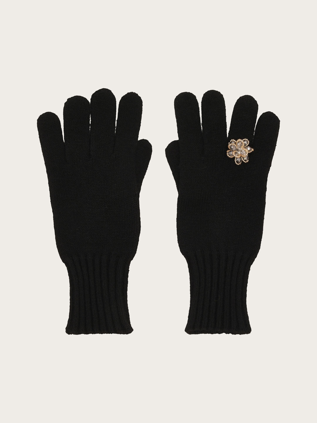 Strickhandschuhe mit aufgenähter Ring-Applikation