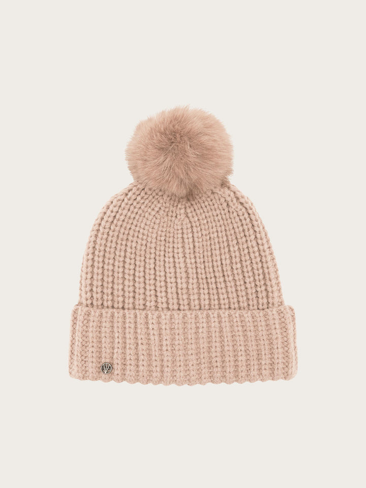 Loevenich Strickmütze mit Fake Fur Pompon