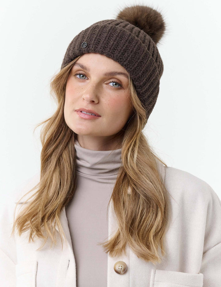 Loevenich Strickmütze mit Fake Fur Pompon