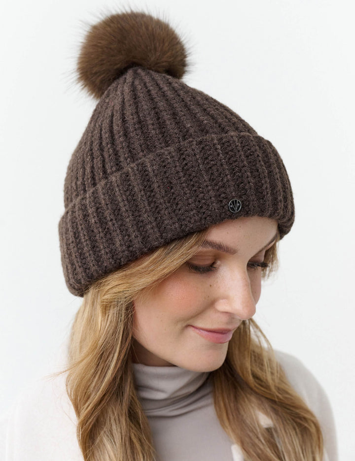 Loevenich Strickmütze mit Fake Fur Pompon