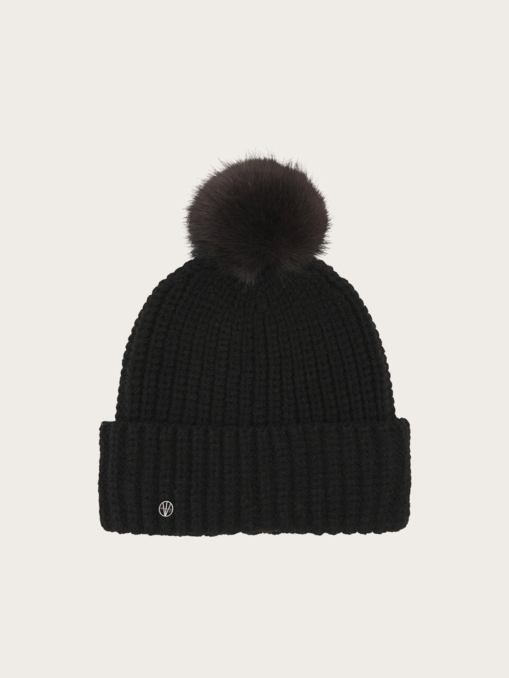 Loevenich Strickmütze mit Fake Fur Pompon