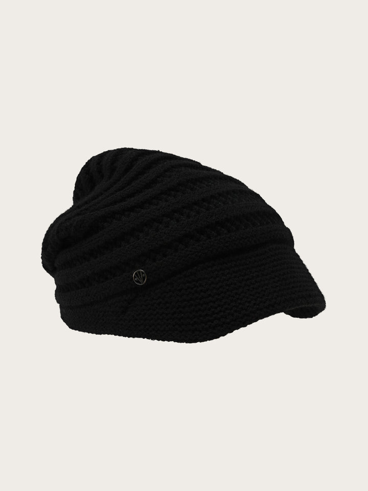 Gemusterte Loevenich Strickmütze mit Strickschirm