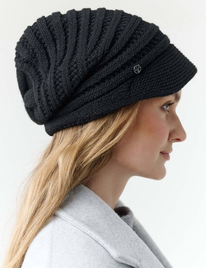 Gemusterte Loevenich Strickmütze mit Strickschirm