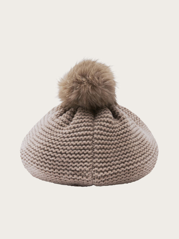 Loevenich Strickmütze mit Schirm und Fake Fur Pompon