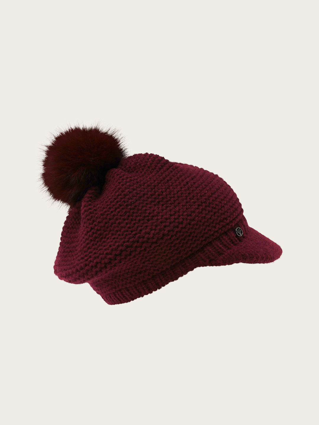 Loevenich Strickmütze mit Schirm und Fake Fur Pompon