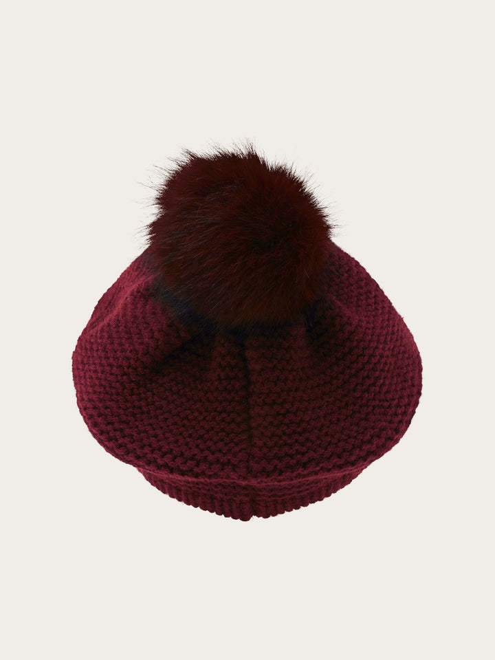 Loevenich Strickmütze mit Schirm und Fake Fur Pompon