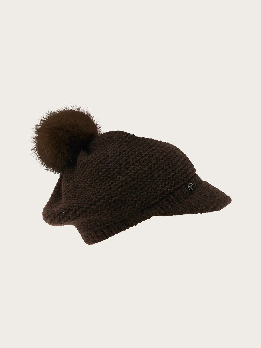 Loevenich Strickmütze mit Schirm und Fake Fur Pompon