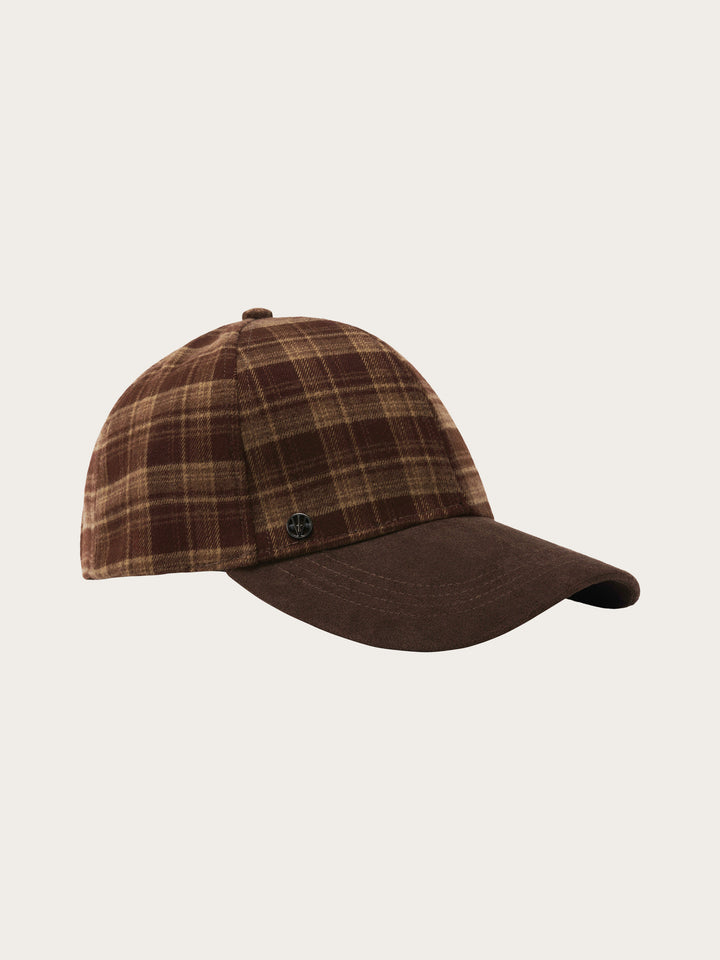 Karierte Loevenich Basecap mit Schirm aus Wildleder-Imitat