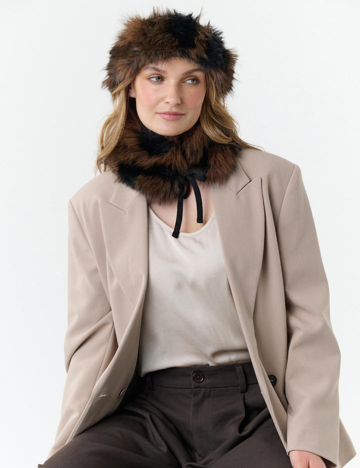 Loevenich Fake Fur Stirnband in Patchwork-Optik