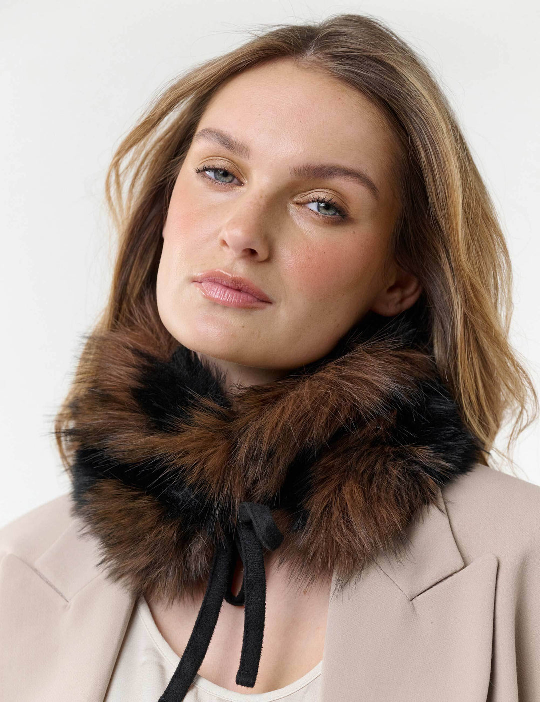 Loevenich Fake Fur Kragen in Patchwork-Optik