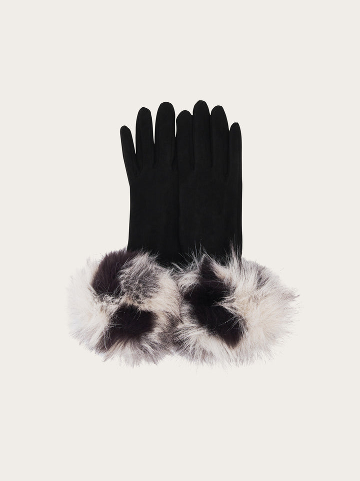 Loevenich Fake Fur Handschuhe mit elastischem Wildleder-Imitat