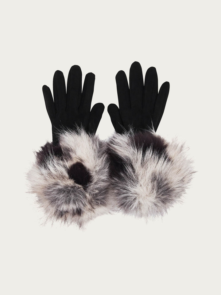 Loevenich Fake Fur Handschuhe mit elastischem Wildleder-Imitat