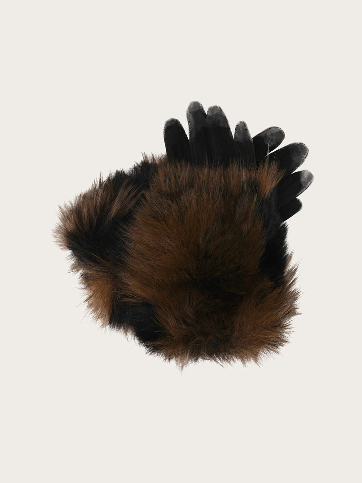 Loevenich Fake Fur Handschuhe mit elastischem Wildleder-Imitat