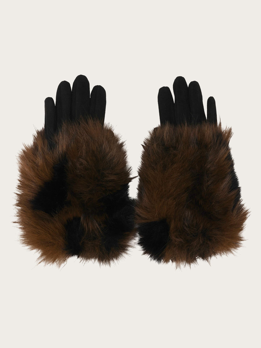 Loevenich Fake Fur Handschuhe mit elastischem Wildleder-Imitat