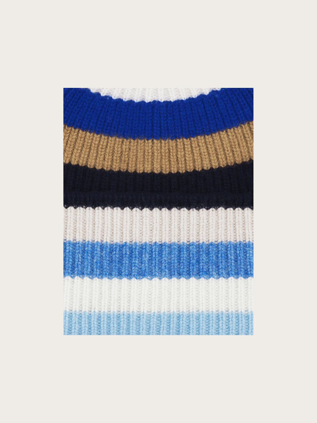 Gerippte Strick-Beanie mit breiten Streifen und breitem Umschlag